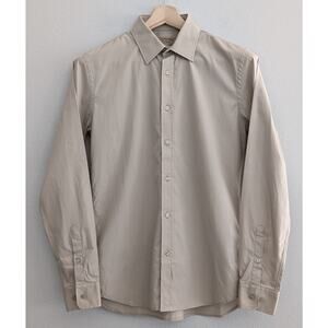 Men's Burberry London Beige Khaki Cotton Button Down Long Sleeve Slim Fit US 15